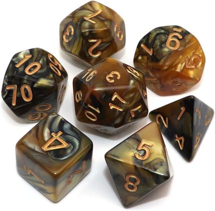 D&D RPG Role Playing Games Brown Black Dice Gold Number