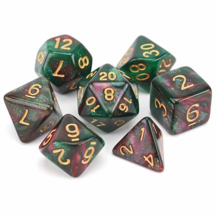 Galaxy Nebula Dice – Red - Green, Gold Number