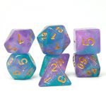 RPG Role Playing Game Dice Set – Green Purple, Gold Numbers - Image 2