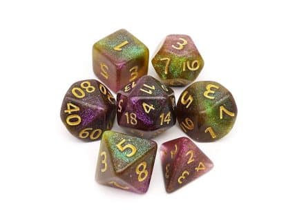 Glitter DND Dice Purple Green