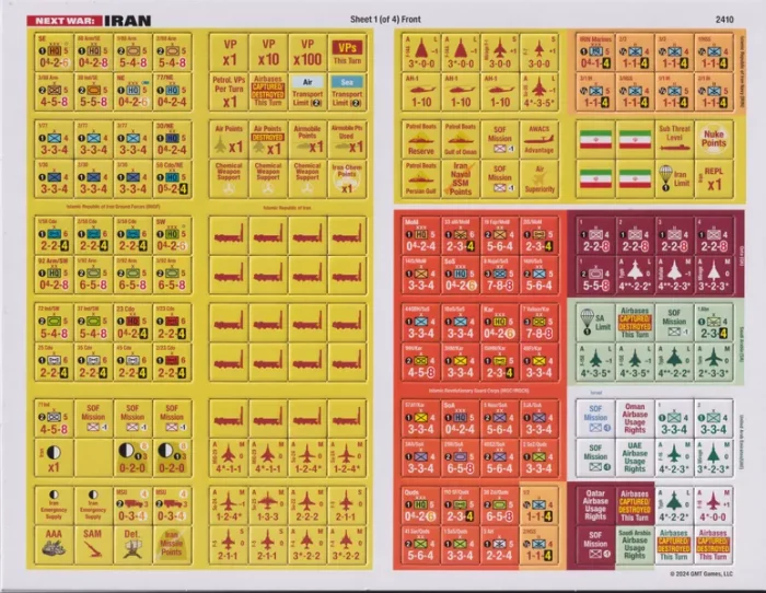 Next War Iran counter sheet
