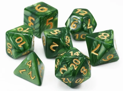 Pearl Dice Dark Green - Gold Numbers