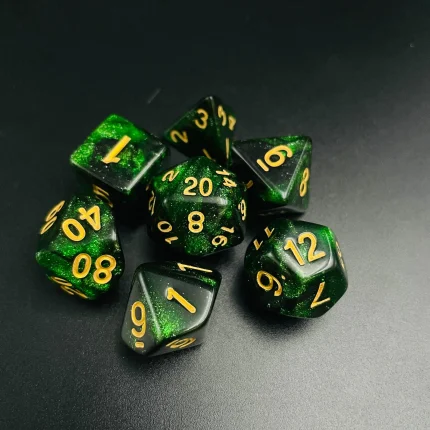 Polyhedral DND Dice Set Glitter Dice for Dungeon and Dragons D&D RPG Role Playing Games Green