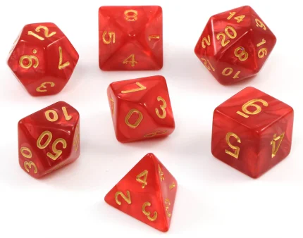 RPG Role Playing Game Dice Set - Red, Gold Bumbers