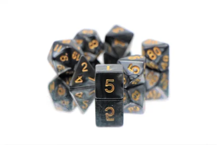 RPG Role Playing Game Dice Set – Black Gray, Gold Numbers