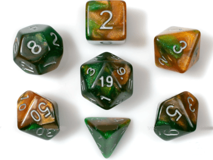 Orange & Green Glitter Acrylic Dice, White Number