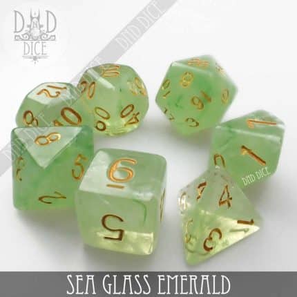 Sea Glass Emerald Dice set