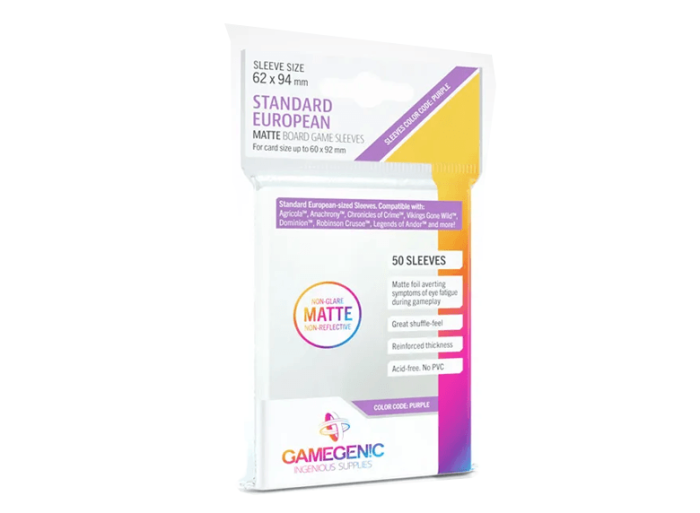 Sleeves: Gamegenic - Matte Board Game, Standard European