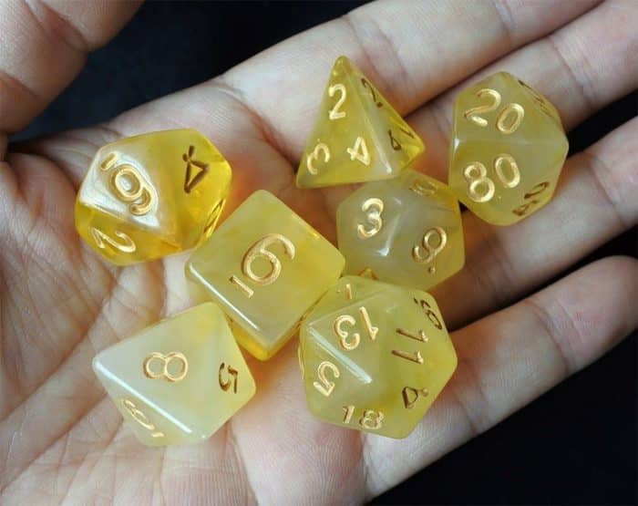 Yellow Sea Glass Dice
