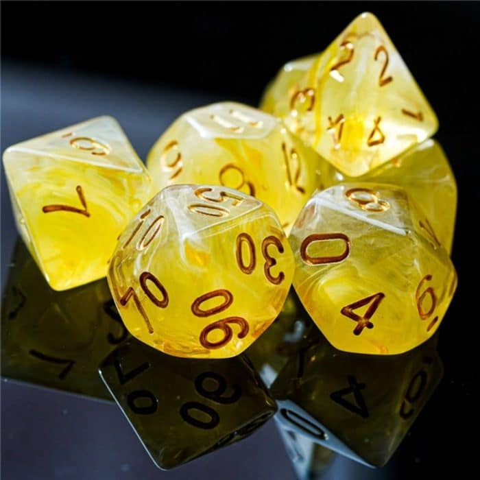 Yellow Sea Glass Dice Set